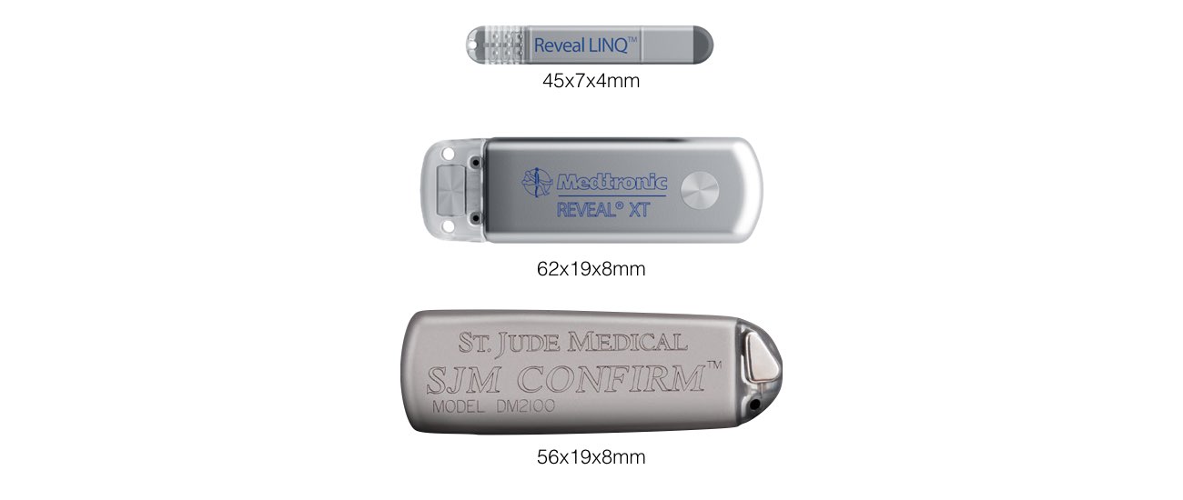 Different implantable loop recorders (ILRs) of different sizes and different make.